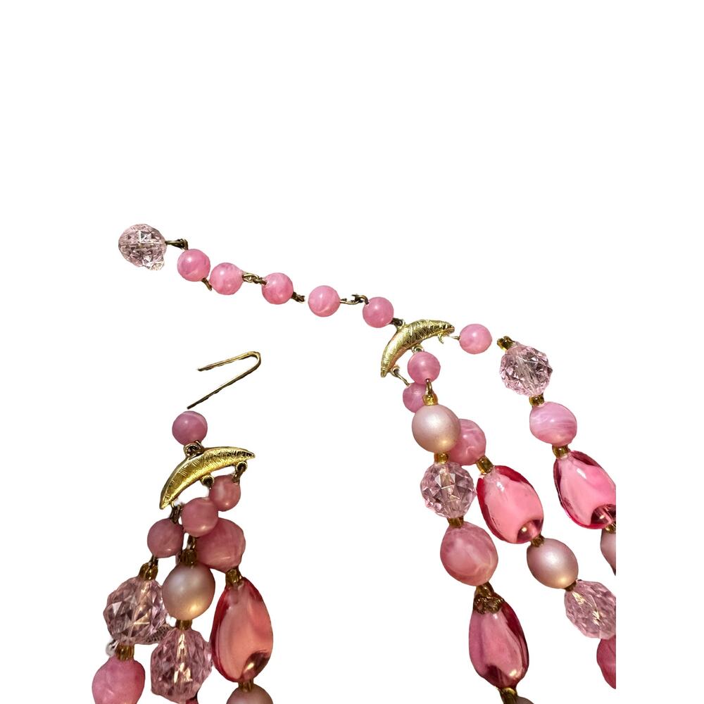 Vintage West Germany Pink Multi-Strand Beaded Necklace | 1950s–1960s - Picture 5 of 7